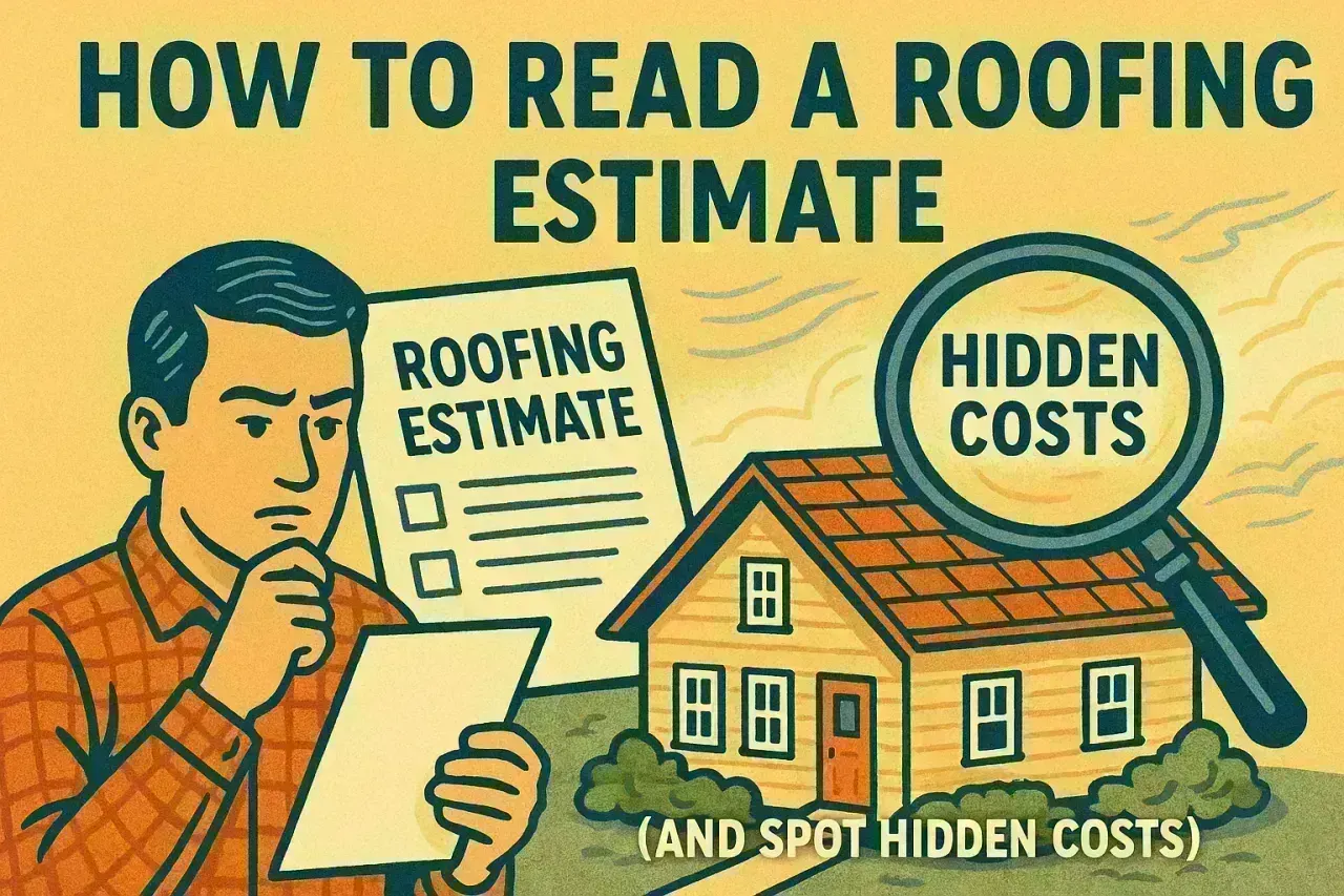 Roofing contractor reviewing estimate with homeowner