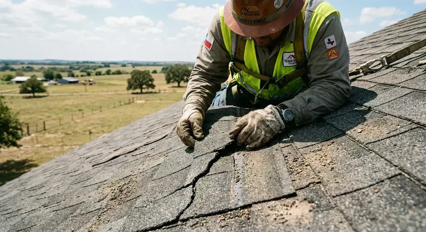 Roof repair inspection on an Argyle, TX residential roof