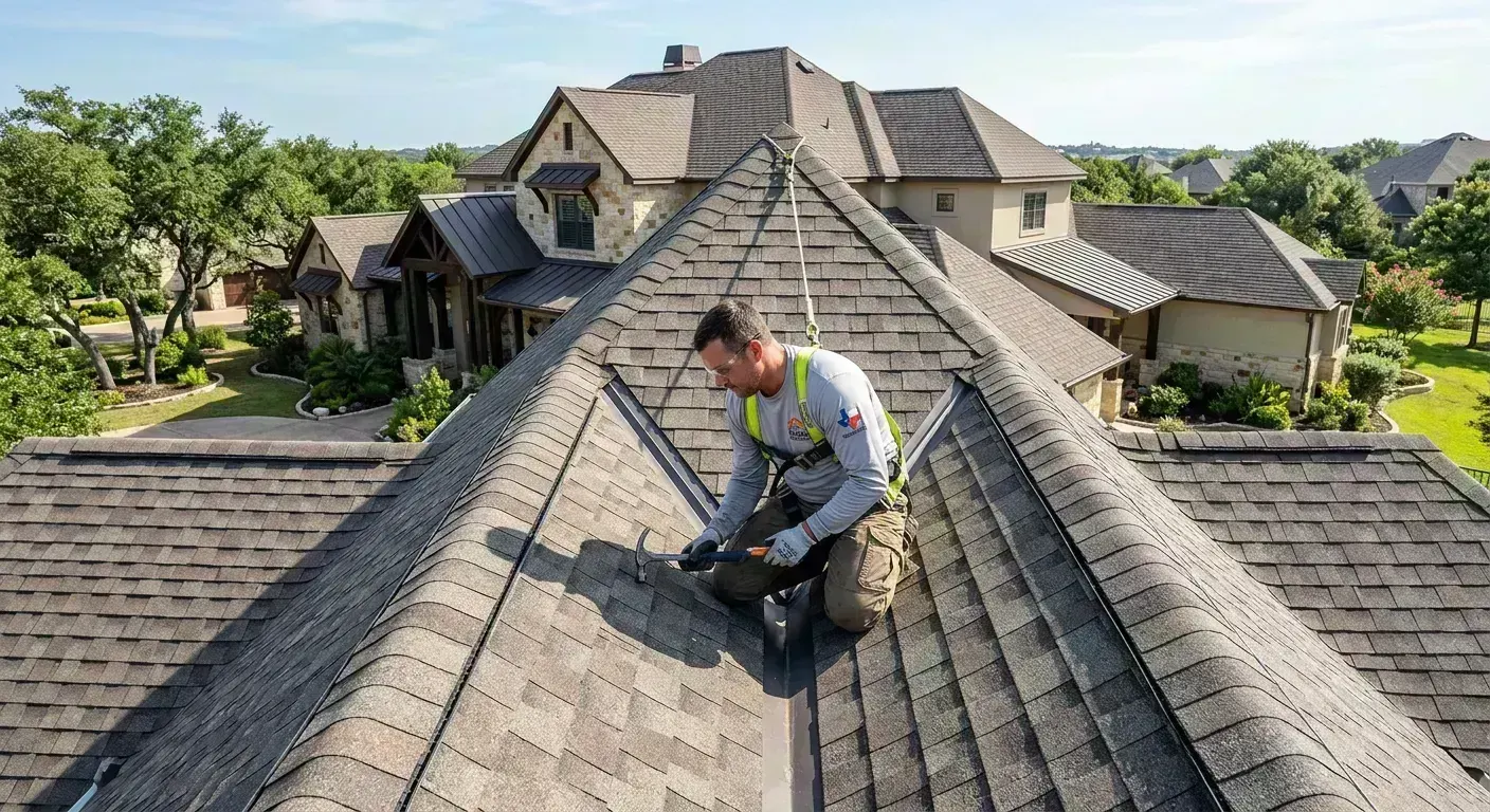 Roof repair inspection on a Colleyville, TX residential property