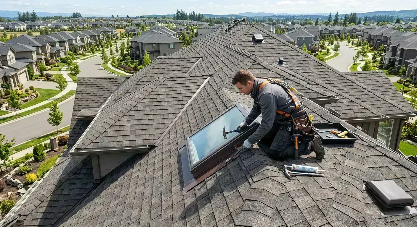 Roof repair work on a Lantana, TX residential property