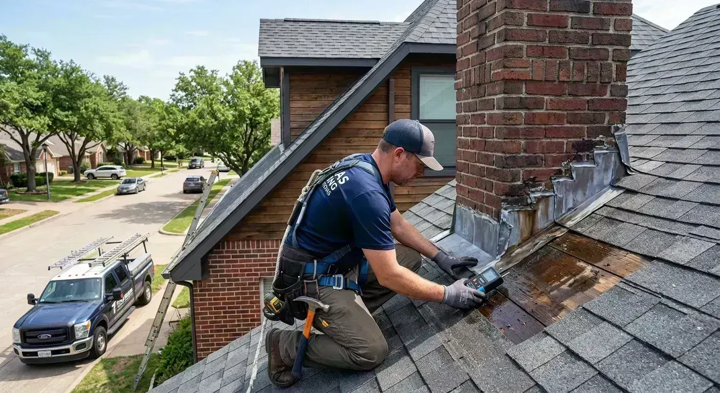 Roof repair inspection on a McKinney, TX residential property