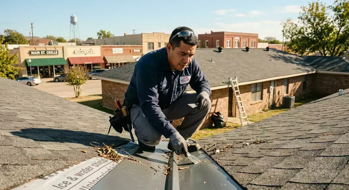 Roof repair inspection on a Roanoke, TX residential home