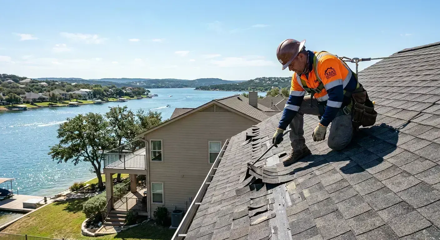 Roof repair inspection on a The Colony, TX residential property