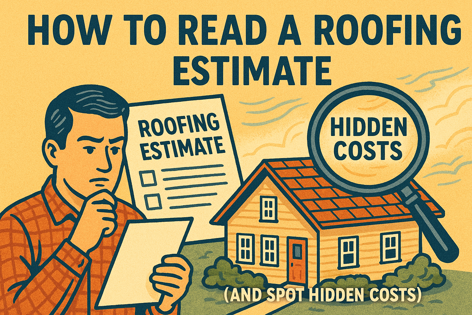 Roofing contractor reviewing estimate with homeowner